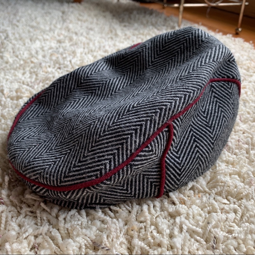 Wool Baby Driver Hat Black White Maroon